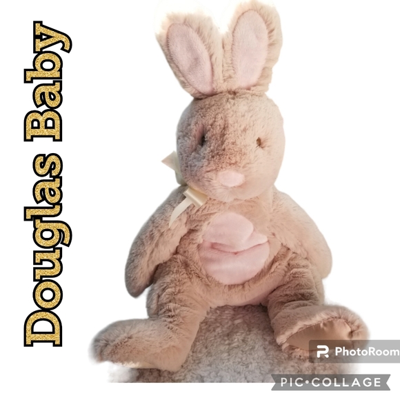 DOUGLAS BABY Bunny Plumpies Cuddle Toy Pink Satin Paws NWT - Picture 1 of 12
